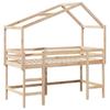 VidaXL Bunk Bed with Ladder and Roof 80x200 Cm Solid Pine Wood, Mid Sleeper, Loft Bed with Ladder, Bed 3282072