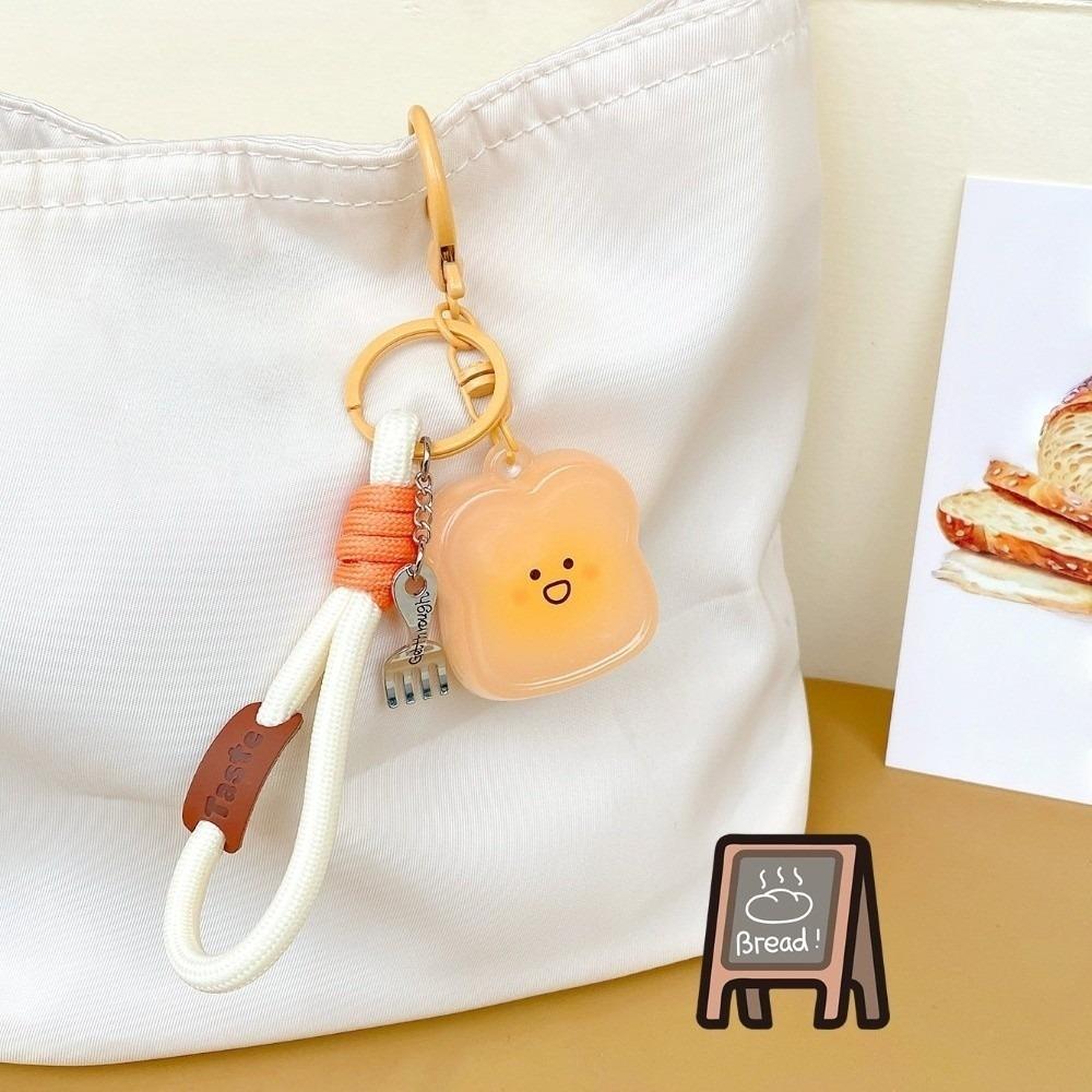 Cartoon Roast Suckling Pig Keyring Funny Toast Pretzel Keychain Bag Hanging