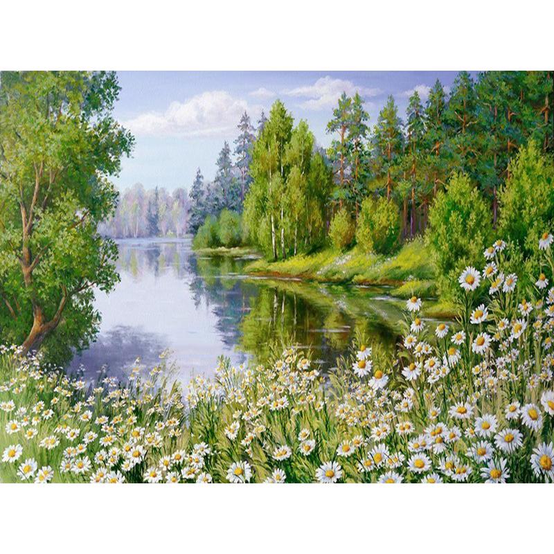 DIY Landscape 5D Diamond Painting Full Round Drill Scenic Diamond Embroidery Cross Stitch Mosaic Kits Resin Wall Art Home Decor