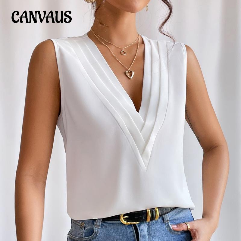Women's Vest Summer Multi-Layered V-Neck Solid Colour Vest Women's Sleeveless Tops