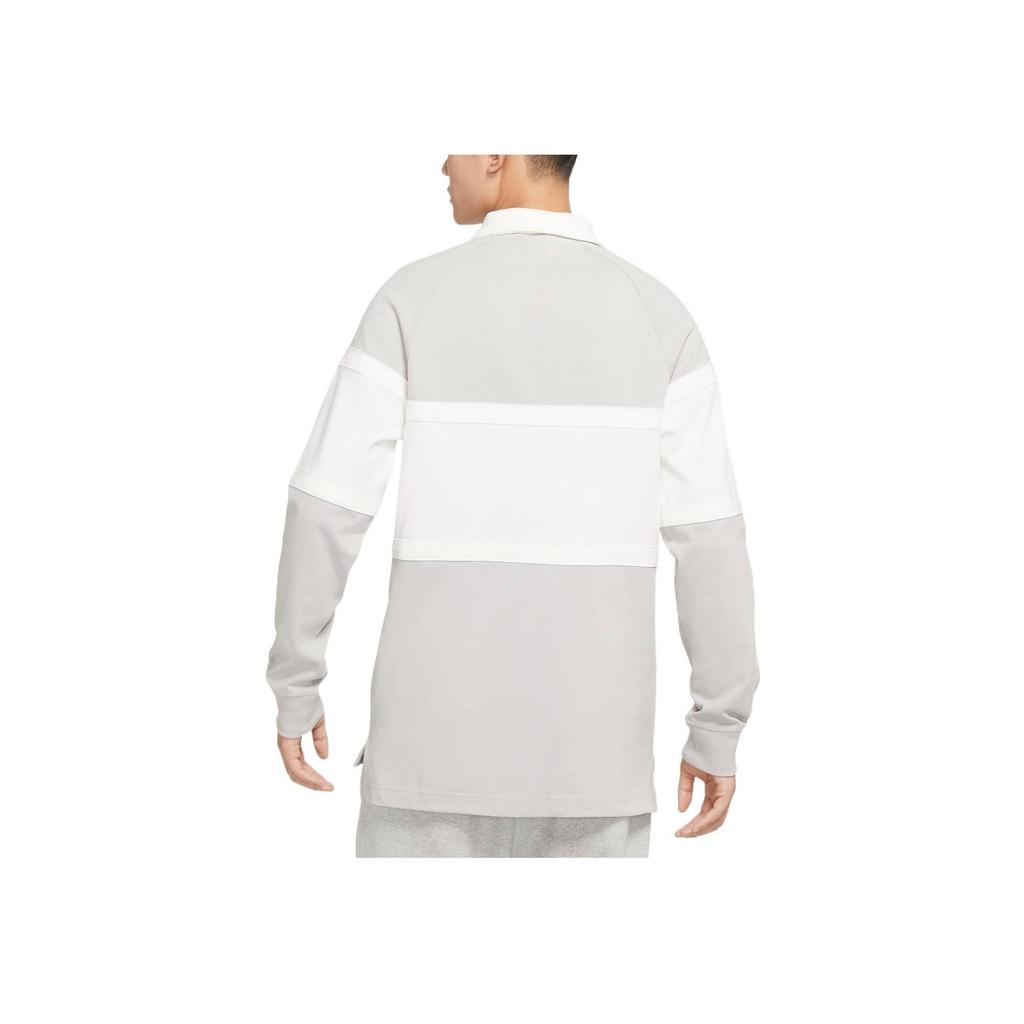 Nike Logo Print Collar Long Sleeve T-Shirt Men Tops Grey FJ1175-012