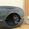 Extra Large Felt Cat Cave with Peek Window - Detachable All-Season Cat Bed for Multi-Cat Homes, Washable 12lbs Capacity
