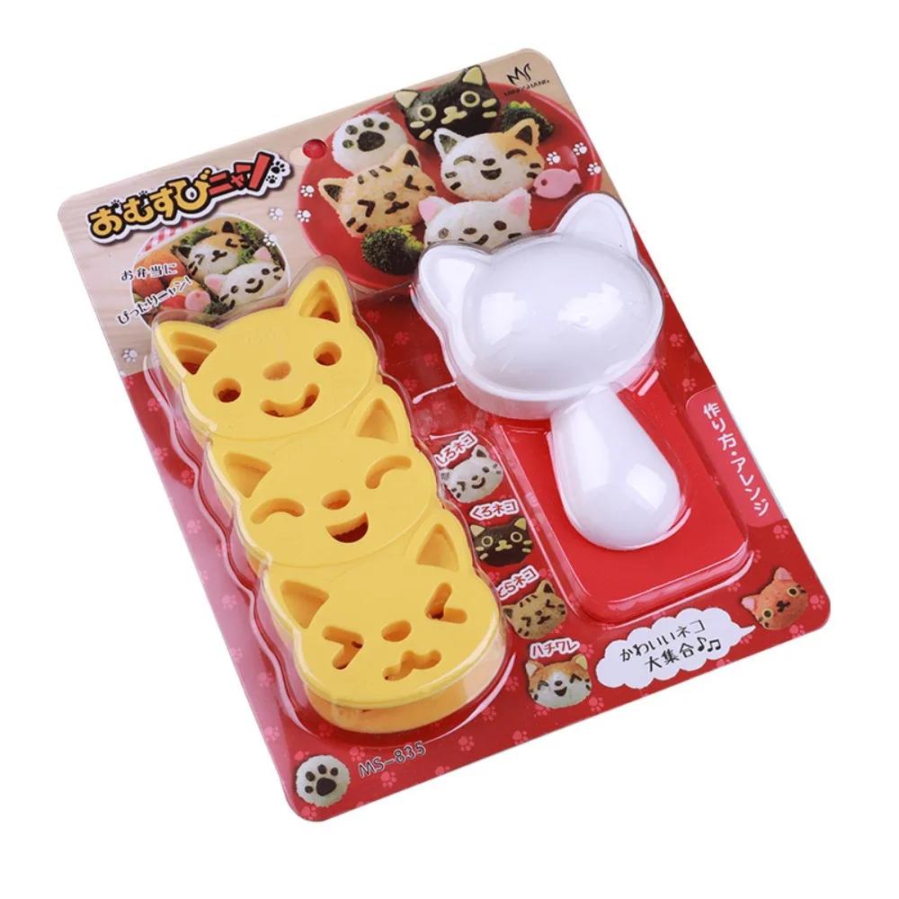 Cute Cat Rice Ball Mold Set Kids Cartoon Lunch Box DIY Creative Japanese Rice Sushi Tool Cake Molds Silicone Molds