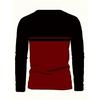 All-Season Men's Crew Neck T-Shirt - Stylish Color Block, Long Sleeves, Durable & Easy-Care Fabric
