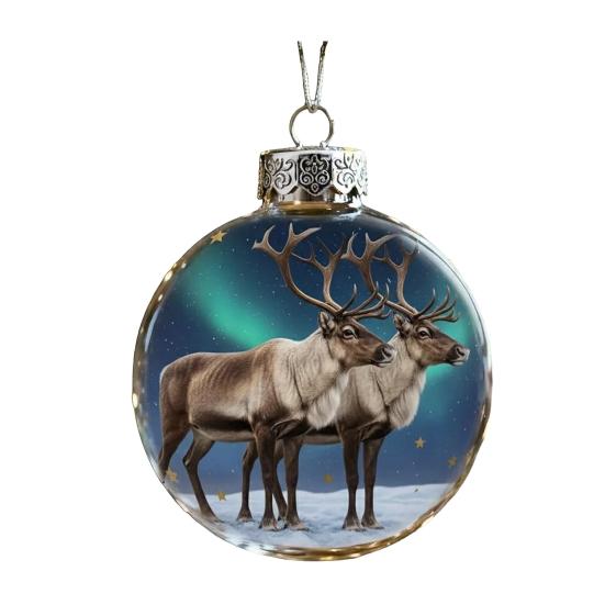 The Reindeer Family Christmas Ball Funny 3D Reindeer Hanging Decoration Plastic Christmas Ball Winter Ornaments for Xmas Tree Indoor Home Decor