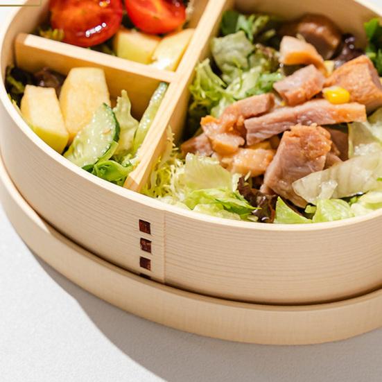 Lunch Box 3 Grids Food Grade Large Capacity Wide Application Oval Square Shape Packed Lunch BPA Free Single-layer Wood Bento Box Kitchen Accessories