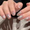 24pcs/set Silver Glitter Fake Nails Press On Nail Finished Manicure