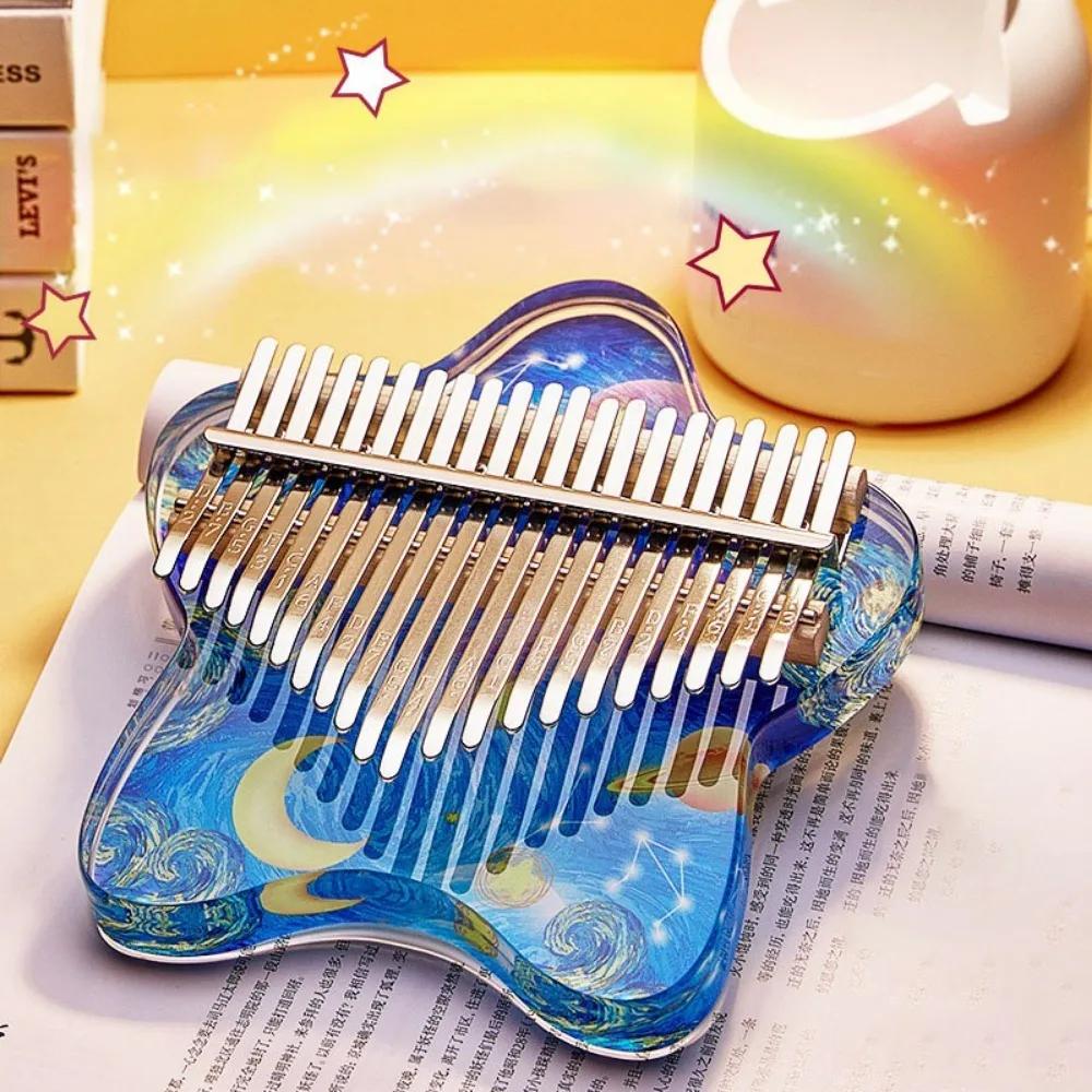 Acrylic Kalimba 17 21 Keys Cute Chromatic Kalimbas Sound Therapy Portable Mini Thumb Piano Children Beginners Practice Musical Keyboard Accessories
