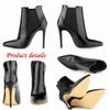 Women Sexy Pointed Toe Solid Black PU Leather High Heels Platform Ankle Boots Stilettos Shoes