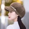 Autumn Winter Hats For Women Solid Color Plain Octagonal Cap Ladies Casual Faux Fur Women Caps
