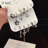 6Pcs/set Y2K Star Heart Cross Hoop Earring Set Zircon Silver Tassels Earrings for Women Jewelry Accessories
