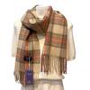 2024 Британский красный клетчатый шарф из искусственного кашемира: Теплый зимний подарочный платок на шею