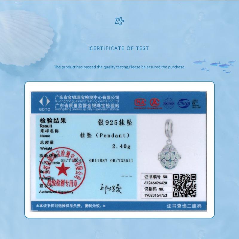 Dream Jellyfish Pendant, Ocean Wind S925 Sterling Silver Diy Bead Loose Bead Jewelry Accessories