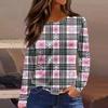 Women's Fashion Hem Slit Casual Christmas Printed Round Neck Long Sleeve Top