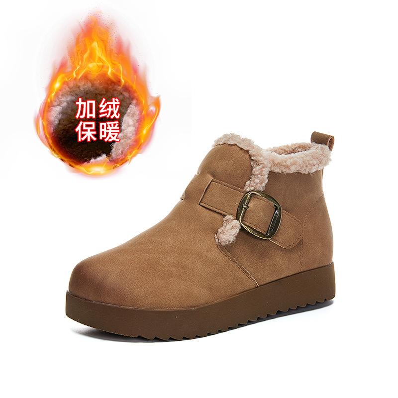 New Retro Snow Boots Women's 2025 Winter Thick-soled Heightening Martin Boots Women's Velvet Warm Women's Boots Versatile Boots