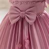 Baby Party Dresses for Girls 2024 Summer Vintage Court Ceremony Birthday Party Ball Gown Puff Sleeve Toddler Kids Princess Dress