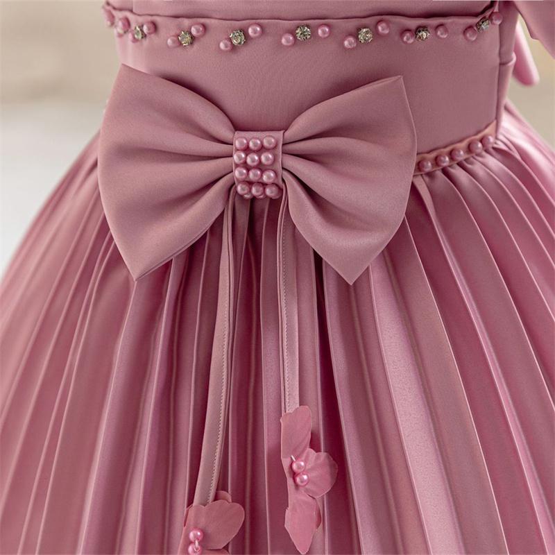 Baby Party Dresses for Girls 2024 Summer Vintage Court Ceremony Birthday Party Ball Gown Puff Sleeve Toddler Kids Princess Dress