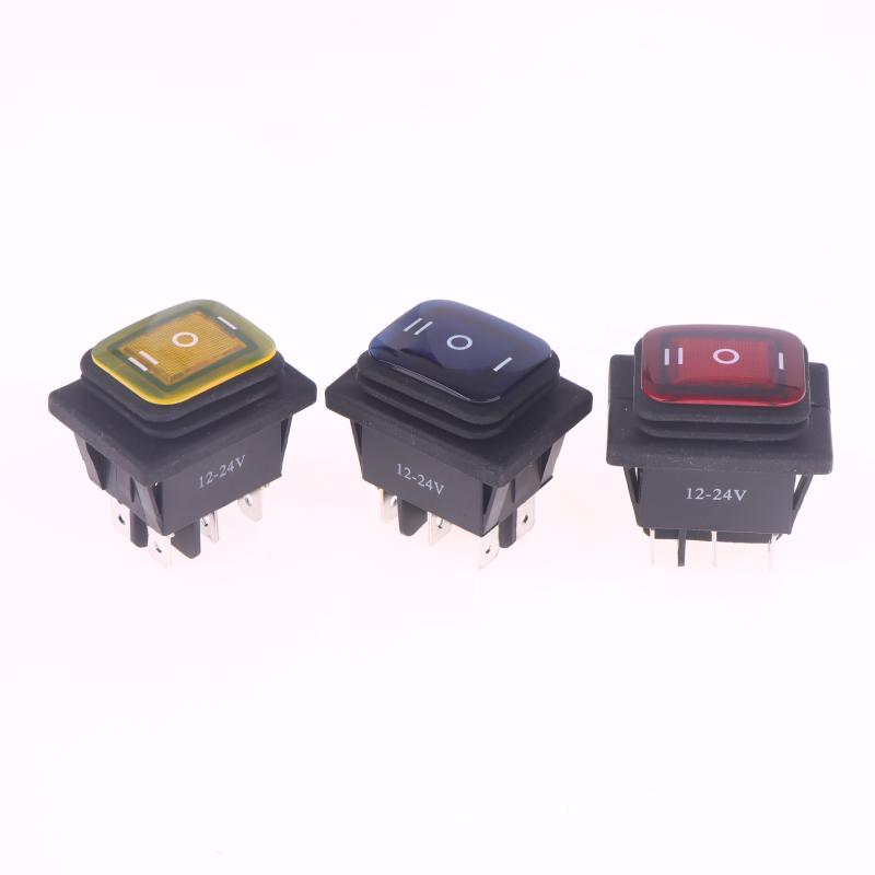 1 Piece T85 6Pin On Off On 12V 220V Red Green Blue Light Kcd4 Heavy Duty 16A 250Vac 30X22Mm Waterproof Rocker Push Switch