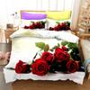 Red Rose Romantic Valentine's Day Floral Duvet Cover for Women Girls Valentine's Day Gift  Flowers Print Quilt Cover Room Decor