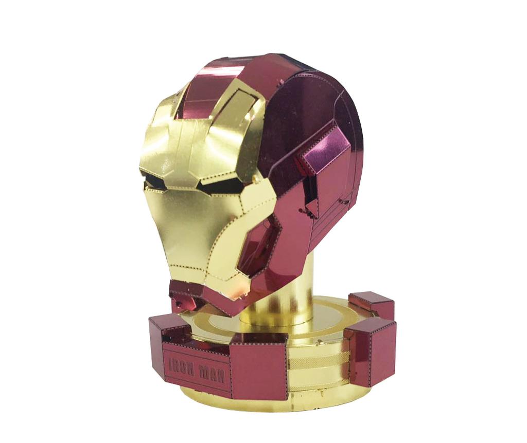 Tenyo Metallic Nano Puzzle Marvel Iron Man Helmet Stainless No Glue Laser 3D Model R-ME-03M, Steel, Required, 0.2m Thickness, Ultra-Precision Cutting,