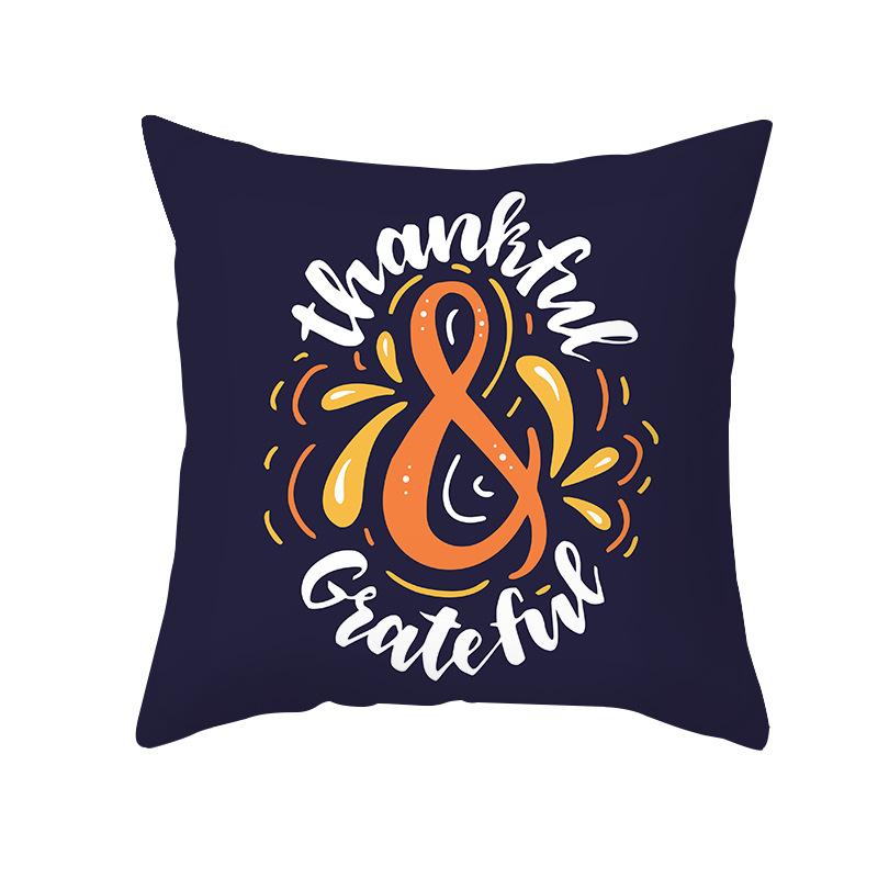 Thanksgiving Pillowcase Wish New Product Cartoon Pumpkin Turkey Peach Skin Printed Pillowcase Sofa Cushion