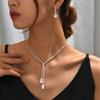 3PC Women's Trendy Claw Chain Series Minimalist Water Drop Necklace Earrings Jewelry Set Wedding Banquet Party Holiday Gift