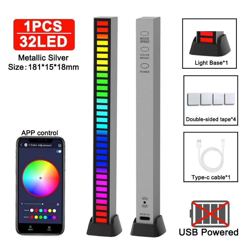 Sound Pickup Light RGB Colourful LED Lights App Controls Music Rhythm Neon Light Voice Activated Ambient Atmosphere Night Lights