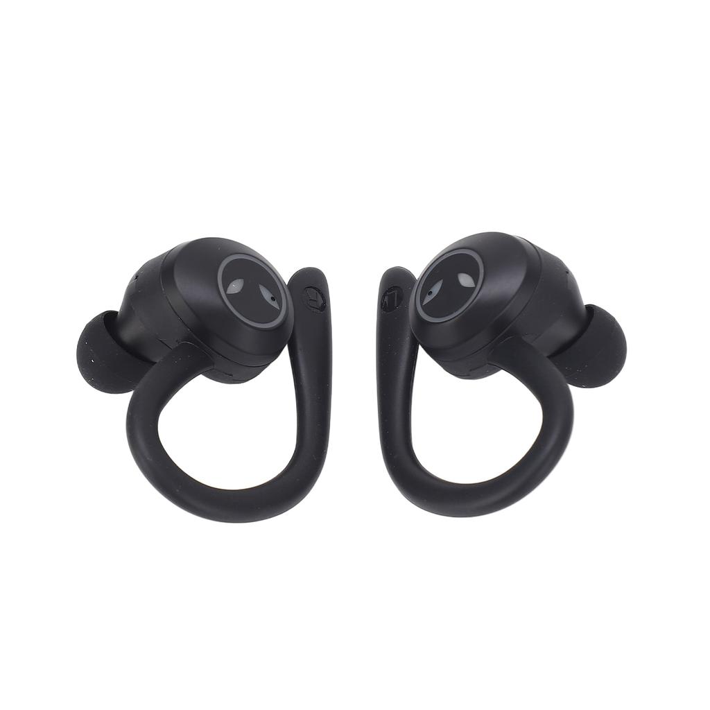 Bluetooth Earphone Waterproof Stereo Noise Cancelling Wireless Earbuds with Mic Earhook for Driving Sports Travel Black
