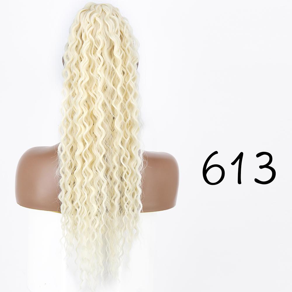 MERISIHAIR Synthetic Drawstring Ponytail Long Curly Ponytail Clip In Hair Extension Women Natural Black Hairpiece