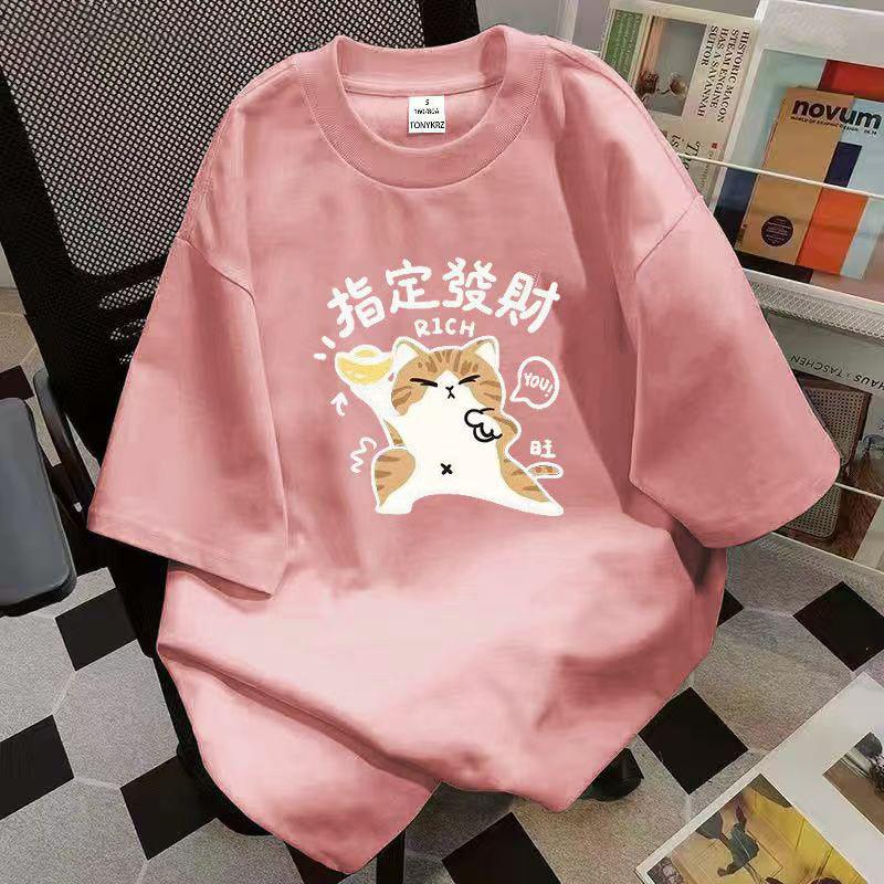 2025 New Cotton Short-sleeved T-shirt Female Summer Loose Trend Printing Fashion Tops