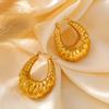 Style Gold U-Shaped Texture Earrings Titanium Steel 18K Plated Real Gold Versatile Personalized Ear Jewelry