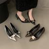 Celebrity Temperament Silver High Heels Women'S Gold Buckle Small Leather Shoes Spring And Summer Wear Mary Jane Single Shoes