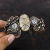 Plume Agate Gemstone Bangle Copper Wire Wrapped Cuff Bracelet Handmade Rainbow Moonstone Bangle Adjustable Cuff Bracelet Copper Wire Jewelry