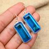 Pretty Blue Topaz Gemstone Handmade 925 Solid Sterling Silver Earrings For Wedding Gift