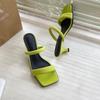 Fashion Designer Open Toe High Heeled Sandals Women's 2025 Summer New Square Head Thick Heel Mid-heel Slippers
