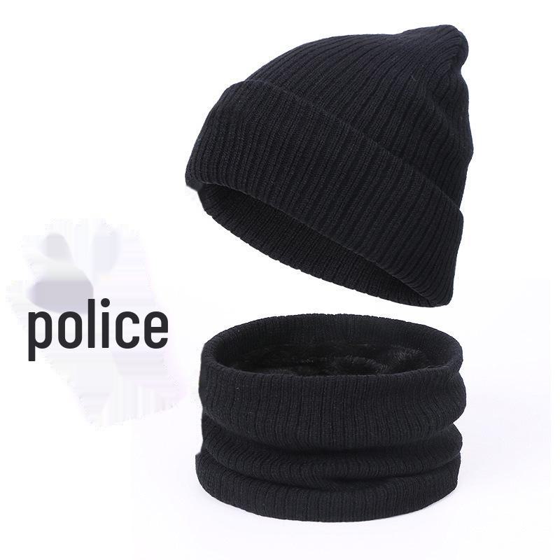 Men's and Women's Knit Pullover Hat Set: Autumn/Winter Velvet-Lined Warm Hat, Scarf, Gloves