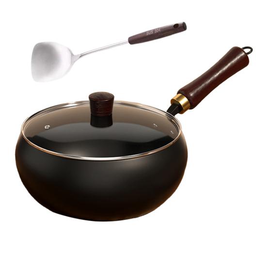 Traditional Wok Pot Hand-Forged Cast Iron Pot Big Belly Frying Pan for Stir-Fry Soup Unique Iron Kitchenware