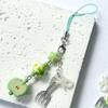 Cute Sweet Green Apple Star Bow Beads Keychain Pendant Mobile Phone Strap Lanyard Backpack Charm Bag Hanging Ornament Girly Gift