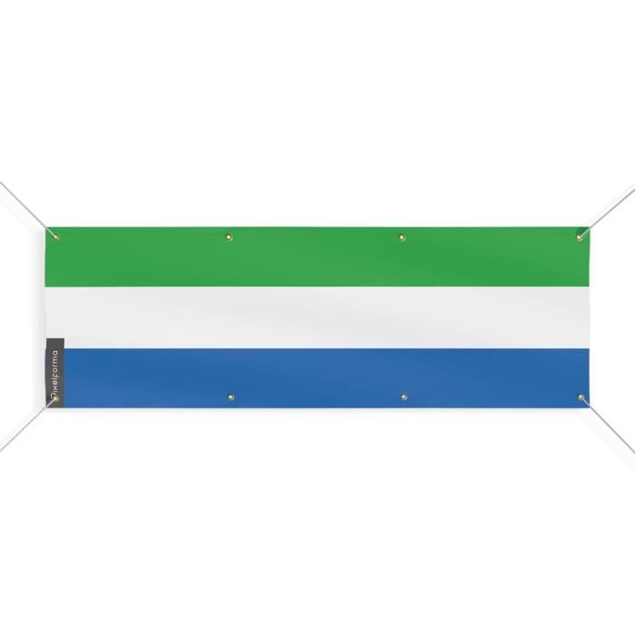 Bannière - Sierra Leone - 90x270 Cm - Polyester - 8 Œillets - Impression Numérique