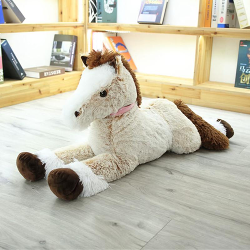 90CM Cute Lying Horse Plush Toys Stuffed Cartoon Animal Horse Children Kids Girls Shooting Props Birthday Gifts