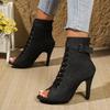 2025 Soft Peep Toe Boots Female Shoes Platform For Latin Dancing Street Sexy Stilettos Booties Plus Size