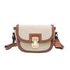 Retro Saddle Bag Canvas Leather Splicing Crossbody Metal Buckle Decoration Shoulder Hundred Niche Armpit Bag