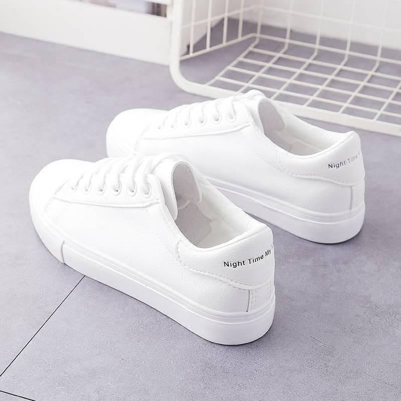Fashion Women's Vulcanize Shoes 2024 New In Casual Classic Solid Color PU Leather Shoes Woman Casual White Shoes Sneakers