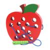 Wooden Lacing Threading Toy Montessori Worm Eating Fruit Threading Travel Game Children"s Early