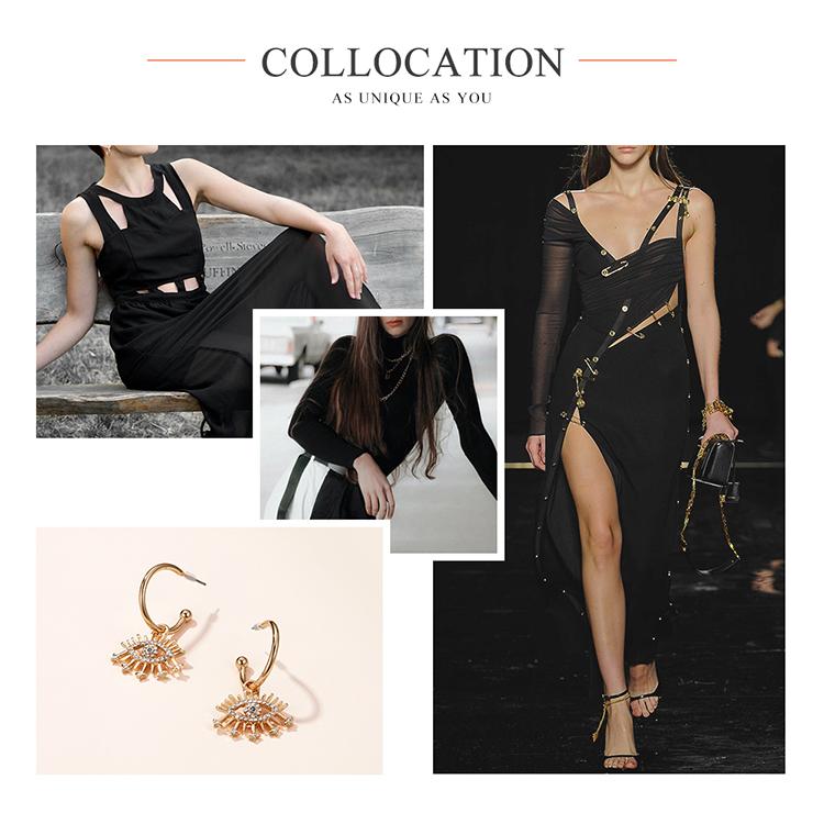 Bisaer Exquisite Shining Devil's Eyes Stud Earring for Ladyies High Jewelry