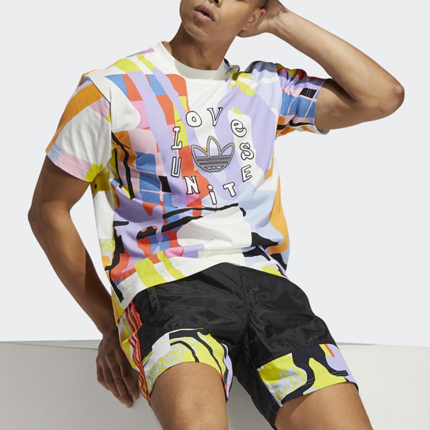Adidas Originals Love Unites Aop Crew Neck Sport Short Sleeve Tee Men Tops Multicolor H43968