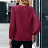 2024 Spring & Autumn Women's Retro Pleated Long-Sleeve Round Neck Shirt - Casual Solid Color Top