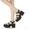 2025 Brand Leisure Chunky Platform Sandals High Block Heels Gladiator Goth Black Shoes Woman Fashion Trendy Summer Women Sandals