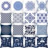 Peach Skin Pillowcase Blue and White Porcelain Geometric Print Abstract Sofa Cushion Cover Office Waist Pillow Cover