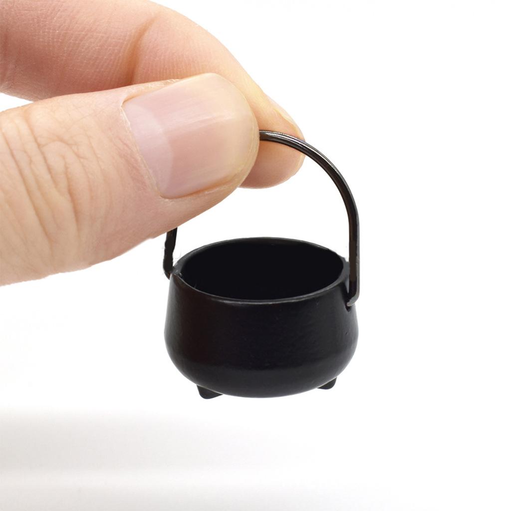 1:12 Scale Kitchenware Hanging Cauldron Pretend Play Kid Cookware Cauldron Realistic Dollhouses Cooking Cookware